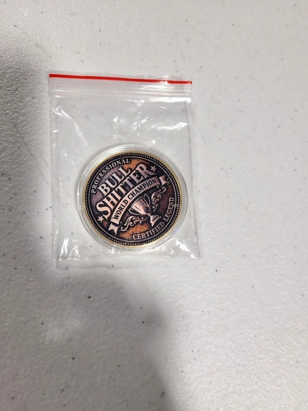 Bull Shitter World Champion Round Novelty Collectible Coin - Picture 3 of 4